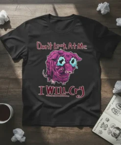 Don't Look At Me I Will Cry funny pig graphic t-shirt design