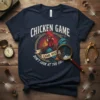 Don't Look At The Chicken Game Over T-Shirt with a detailed rooster graphic and vintage style text