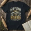 Don't Make Me Call My Nonna quote t-shirt with lion graphic and ornate border, ideal for Italian grandmas