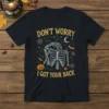Don't Worry I Got Your Back Halloween t-shirt with a skeleton graphic and spooky night sky elements