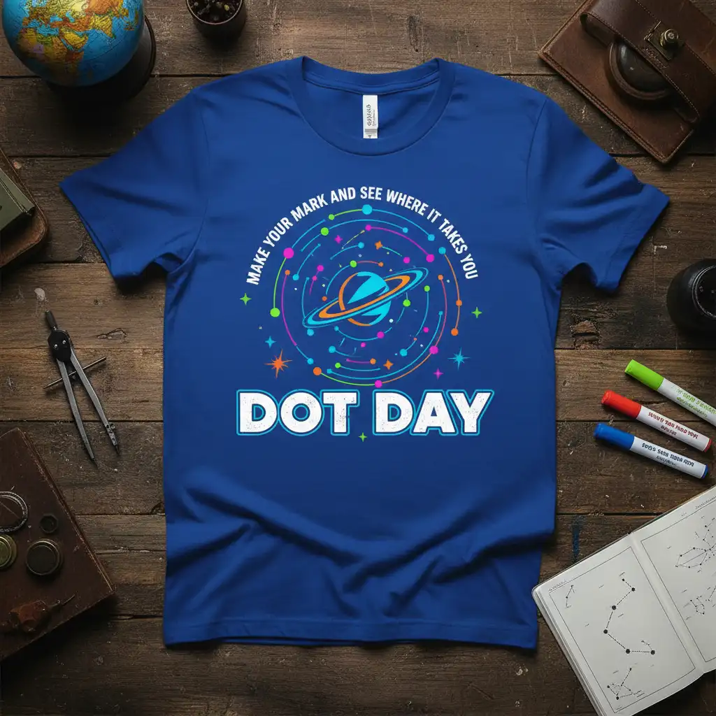 DOT DAY MAKE YOUR quote printed with creative illustration on breathable fabric t-shirt design
