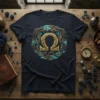 Dragon Omega Symbol T-Shirt with detailed dragons encircling a golden Omega symbol, set against a dark background