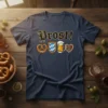 Drost! Oktoberfest T-Shirt featuring a pretzel, Bavarian shield, beer mug, and gingerbread heart design