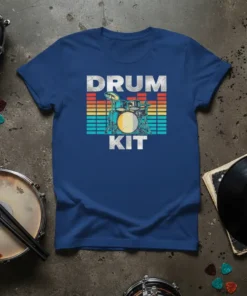 Retro Drum Kit T-Shirt with "DRUM KIT" text and vintage graphic