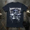 Drummer of Death heavy metal t-shirt design featuring a drummer behind a kit with wings and a cross graphic