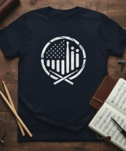 Drumsticks American Flag Graphic unique graphic design printed on comfortable cotton t-shirt