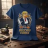 Duck You Fonald t-shirt design featuring a cartoon duck with blonde hair in a suit and red tie, with lightning