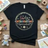Early Intervention Specialist t-shirt with colorful retro text and floral wreath graphic