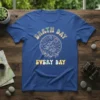 Earth Day Every Day t-shirt with celestial and nature-inspired graphic design, featuring planets, sun, moon, and tree roots