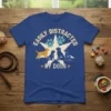Easily Distracted By Dogs t-shirt with distressed typography and silhouette dog graphics