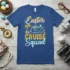 Easter Cruise Squad t-shirt design featuring a cruise ship, palm trees, Easter eggs, and bunnies