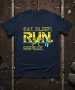 EAT. SLEEP. RUN. REPEAT. detailed graphic design printed on comfortable cotton t-shirt
