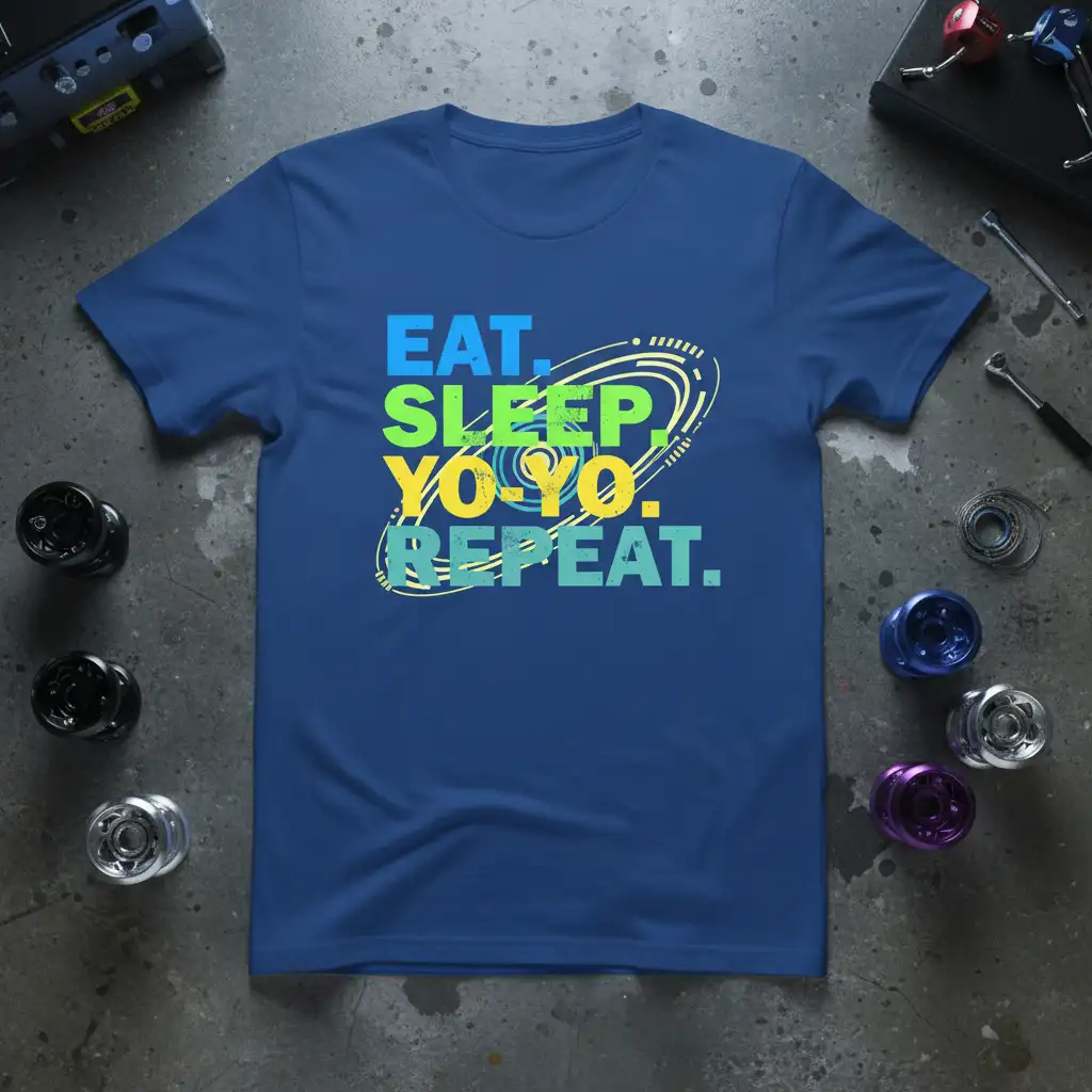 EAT. SLEEP. YOYO. REPEAT. creative illustration printed on comfortable cotton fabric creating a standout t-shirt
