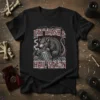Eat Trash & Hail Satan t-shirt design featuring a detailed illustration of a rat digging through a trash can with