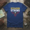 Ecuador Strong t-shirt with a patriotic eagle design featuring the Ecuador flag colors on its wings