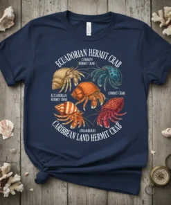 ECUADORIAN HERMIT CRAB COMMON text design featuring creative typography on quality t-shirt