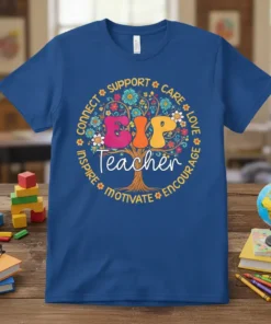 EIP Teacher CONNECT SUPPORT text design featuring unique typography on quality t-shirt