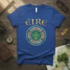 Éire Celtic Shamrock T-Shirt design with gold text, green shamrock, and intricate Celtic knot border in green and white