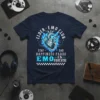 Elder Emo Club Stay Sad Happiness Fades Emo Is Forever T-Shirt with anatomical heart graphic and blue icy accents