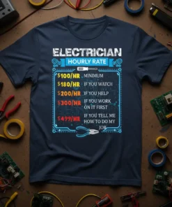 ELECTRICIAN HOURLY RATE $100/HR text design featuring unique typography on quality t-shirt