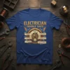 Electrician Hourly Rate Minimum text design featuring detailed typography on quality t-shirt