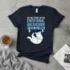 In the Event of an Emotional Breakdown Place Cat Here funny cat t-shirt with a white cartoon cat graphic