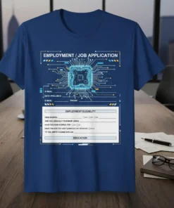 EMPLOYMENT / JOB APPLICATION text design featuring bold typography on quality t-shirt