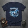 Endurance t-shirt design with a blue water horse and lightning bolt inside a geometric frame
