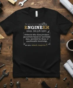 ENGINEER noun. [en-juh-neer] Someone text design featuring stylish typography on quality t-shirt