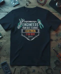 Engineers From Best To Worst T-Shirt design with Electrical and The Rest ranking and engineering tools graphic