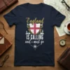 England IS CALLING and i must go t-shirt design with St George's Cross shield and UK landmarks