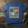 T-shirt design featuring the text "Enjoy An Ice Cold Glass Of Deportation" with an American flag and a cruise ship