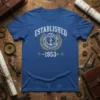 Established 1953 vintage anchor t-shirt with distressed typography and nautical emblem