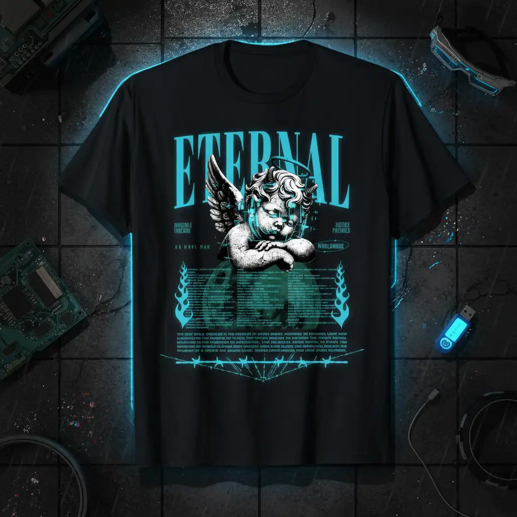ETERNAL INVISIBLE THREADS NO quote printed with bold typography on soft premium material t-shirt design