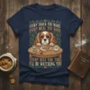 Navy t-shirt with text "Every Snack You Make, Every Meal You Bake, Every Bite You Take, I'll Be Watching You"