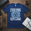 Evolving Ner Get Comfortbe T-Shirt with geometric sphere graphic and motivational text