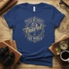 Excuse Me While I Travel The World t-shirt with vintage globe graphic and compass details