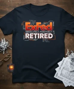ExFed ABSOLUTELY, POSITIVELY RETIRED funny federal employee retirement t-shirt with circuit board graphics