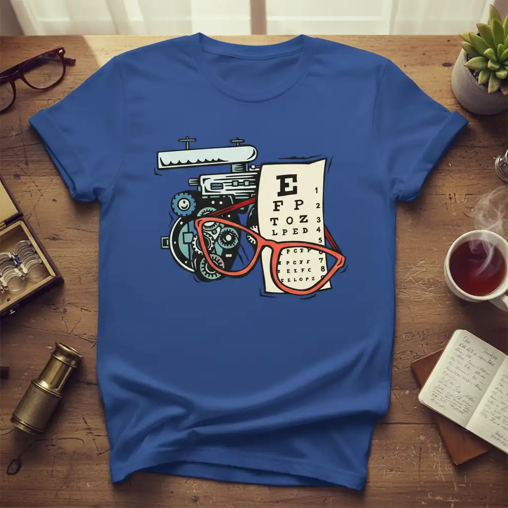 Eye Chart Glasses Optometry Design creative illustration printed on durable material creating a standout t-shirt