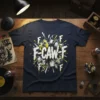 F-CAW-F t-shirt design with angry cartoon birds and yellow accents
