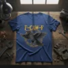 F-CAW-F text above a detailed graphic of a raven with outstretched wings, set within a golden circular emblem