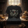 F-CAW-F funny rooster t-shirt with a detailed graphic of a proud rooster