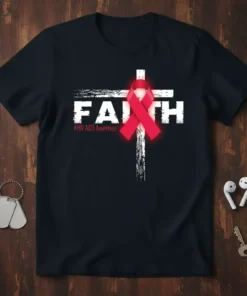 FAITH #HIV AIDS Awareness eye-catching graphic design printed on comfortable cotton t-shirt