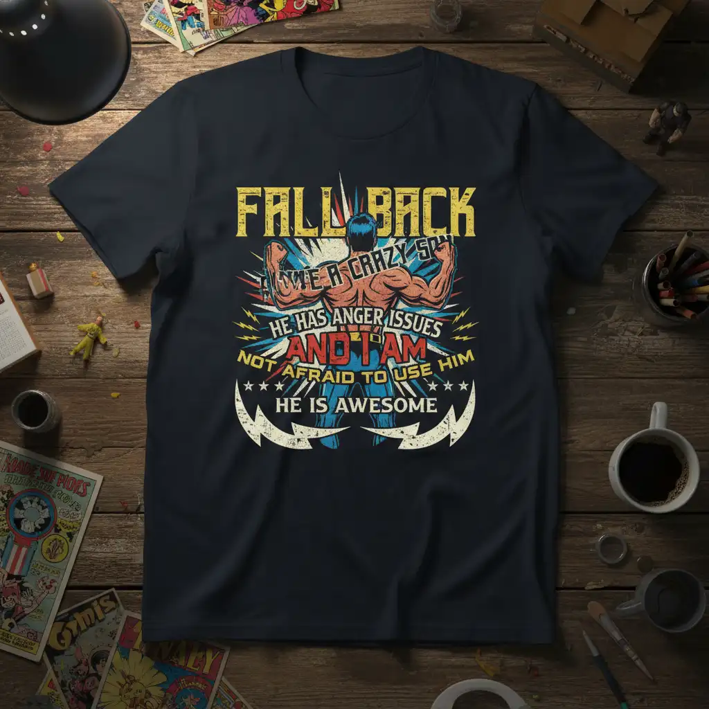 FALL BACK. WE ARE quote printed with bold typography on breathable fabric t-shirt design