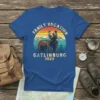 Family Vacation Gatlinburg 2025 t-shirt with a bear, mountains, and sunset graphic