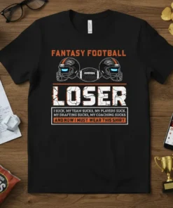 FANTASY FOOTBALL LOSER I text design featuring eye-catching typography on quality t-shirt