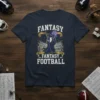 Fantasy Football Wizard T-Shirt design featuring a wizard, football, and coliseum graphic. Primary keyword: Fantasy Football Wizard