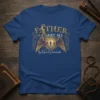Father Carry Me By Kevin Downswell t-shirt with golden wings and silhouette of a person held by hands