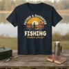 Father & Daughter Fishing Partners for Life t-shirt design featuring a boat at sunset with a father and daughter fishing