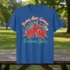 Feeling Apple-Solutely Fabulous Today t-shirt with three smiling cartoon apples and colorful rays